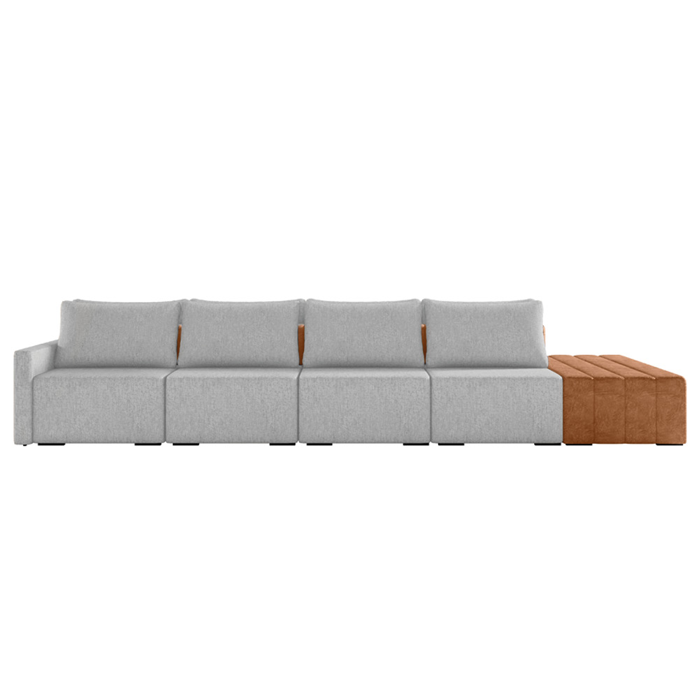 Sofá Ilha 4 Lugares Living 512cm Modulado para Sala Lary Linho Grafite K01 - D'Rossi