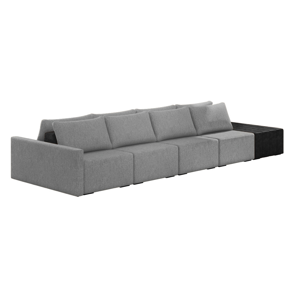 Sofá Ilha 4 Lugares Living 512cm Modulado para Sala Lary Linho Grafite/PU Pto K01 - D'Rossi
