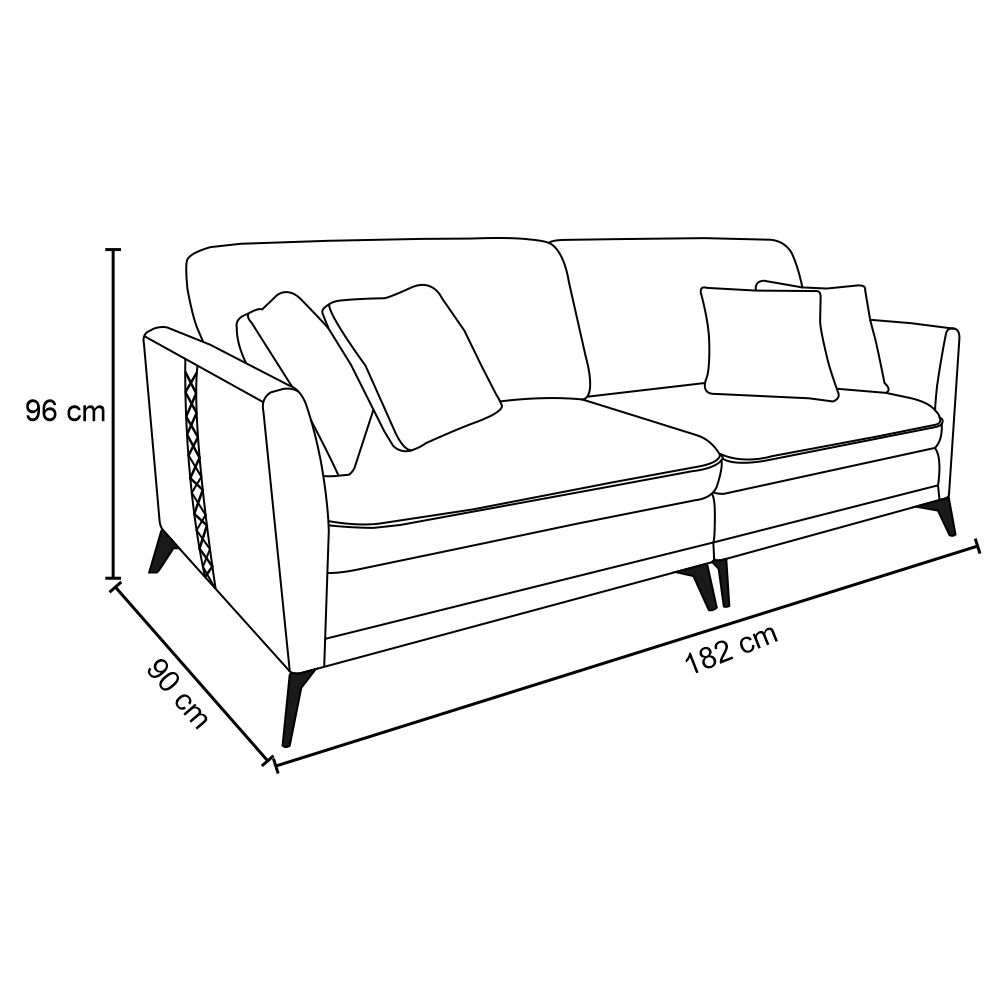 Sofá Living Mondaí 2 Lugares 182 cm Veludo Cappuccino Pés de Ferro Preto - D'Rossi