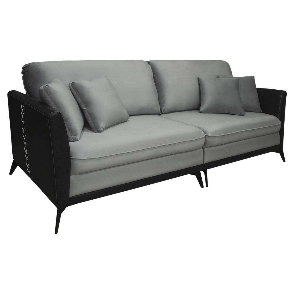 Sofá Living Mondaí 2 Lugares 182 cm Veludo Cinza Pés de Ferro Preto - D'Rossi