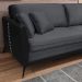 Sofá Living Mondaí 2 Lugares 182 cm Veludo Grafite Pés de Ferro Preto - D'Rossi