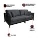 Sofá Living Mondaí 3 Lugares 222 cm Veludo Grafite Pés de Ferro Preto - D'Rossi