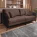Sofá Living Mondaí 3 Lugares 222 cm Veludo Marrom Pés de Ferro Preto - D'Rossi