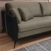 Sofá Living Mondaí 4 Lugares 262 cm Veludo Cappuccino Pés de Ferro Preto - D'Rossi