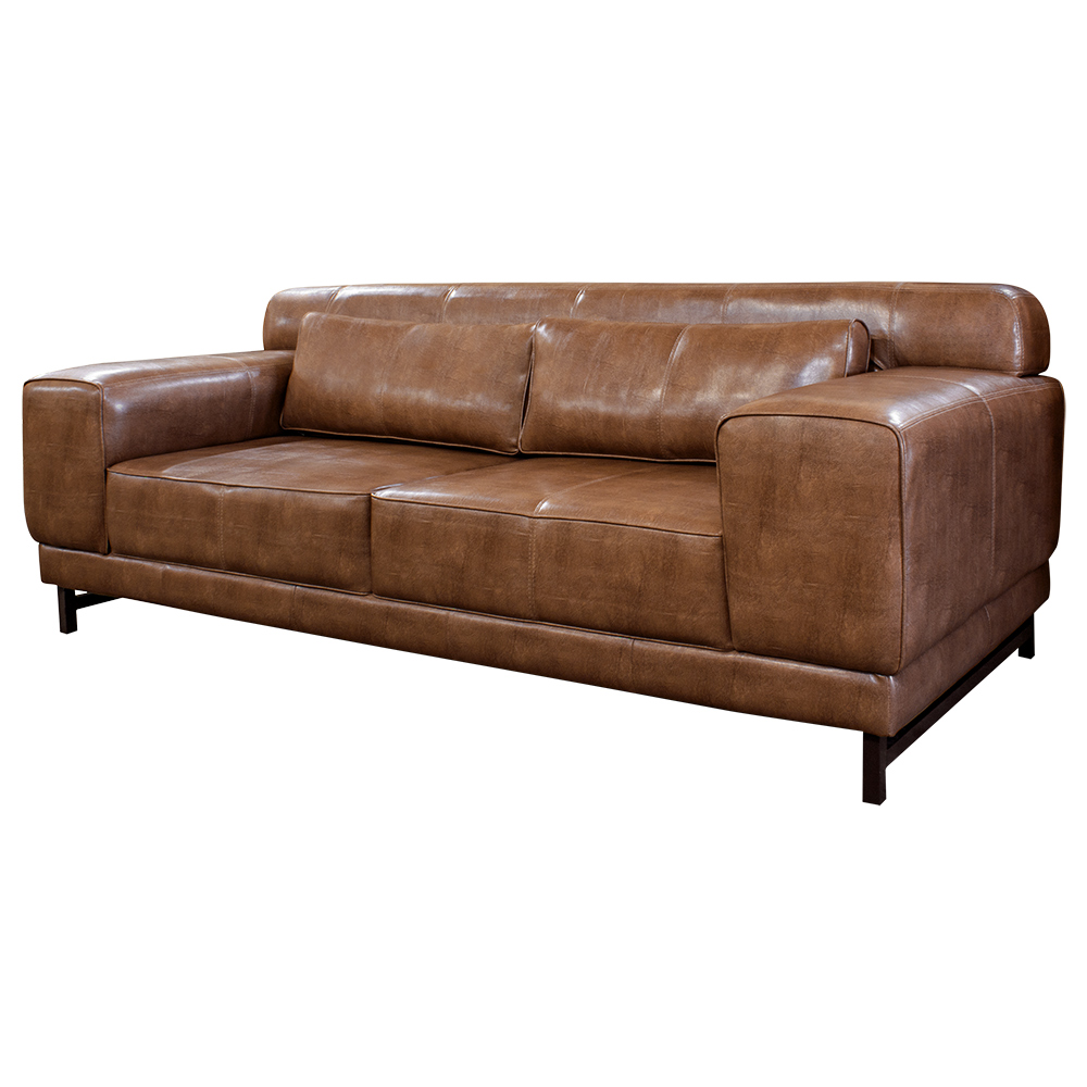 Sofá Malta 03 Lugares Couro Softline Mel B201 220 cm Pés Metálicos - D'Rossi