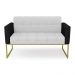 Sofá Namoradeira 2 Lugares Base Industrial Dourado Elisa Preto/Linho Cinza A05 D03 - D'Rossi