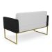 Sofá Namoradeira 2 Lugares Base Industrial Dourado Elisa Preto/Linho Cinza A05 D03 - D'Rossi