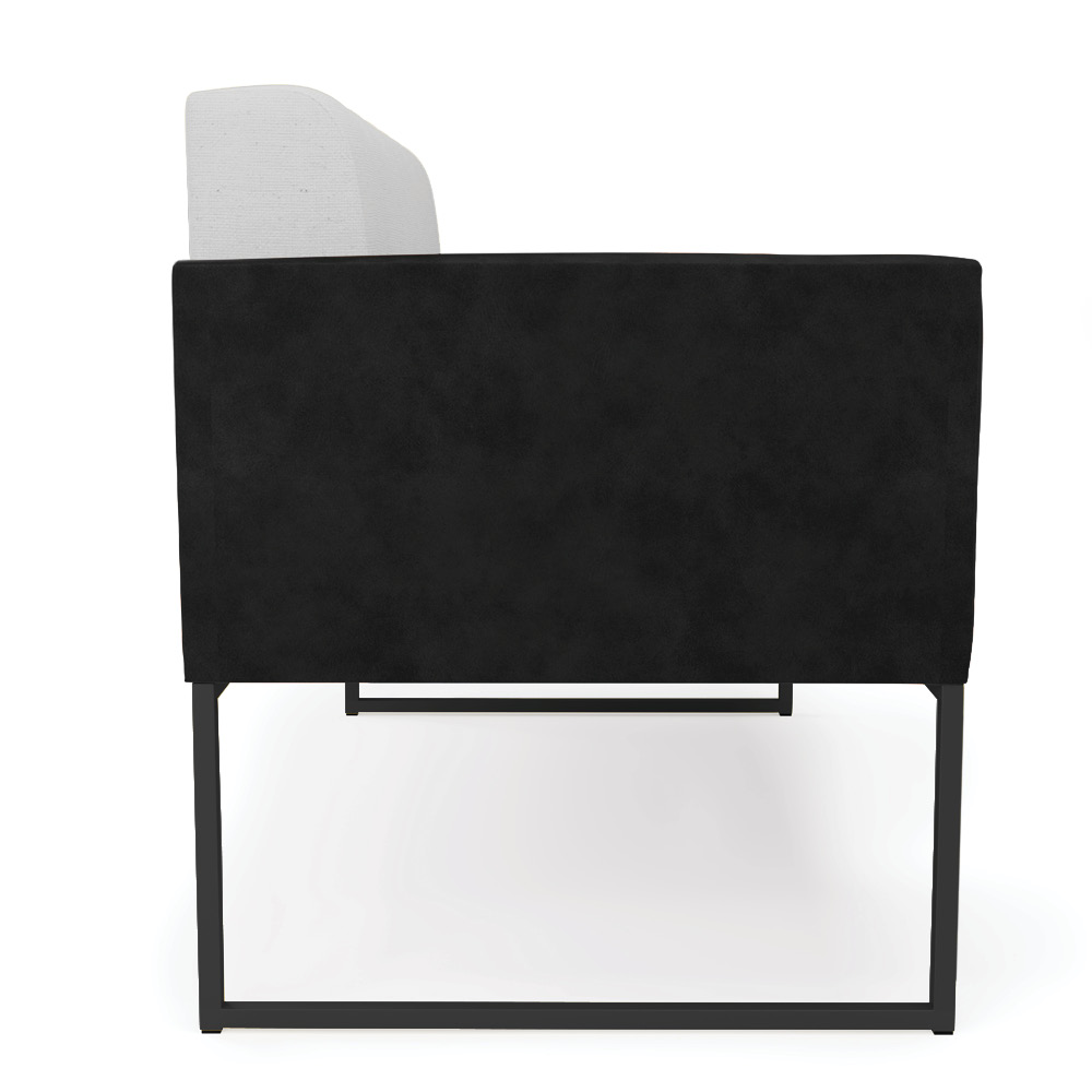 Sofá Namoradeira 2 Lugares Base Industrial Preto Elisa Preto/Linho Cinza A05 D03 - D'Rossi