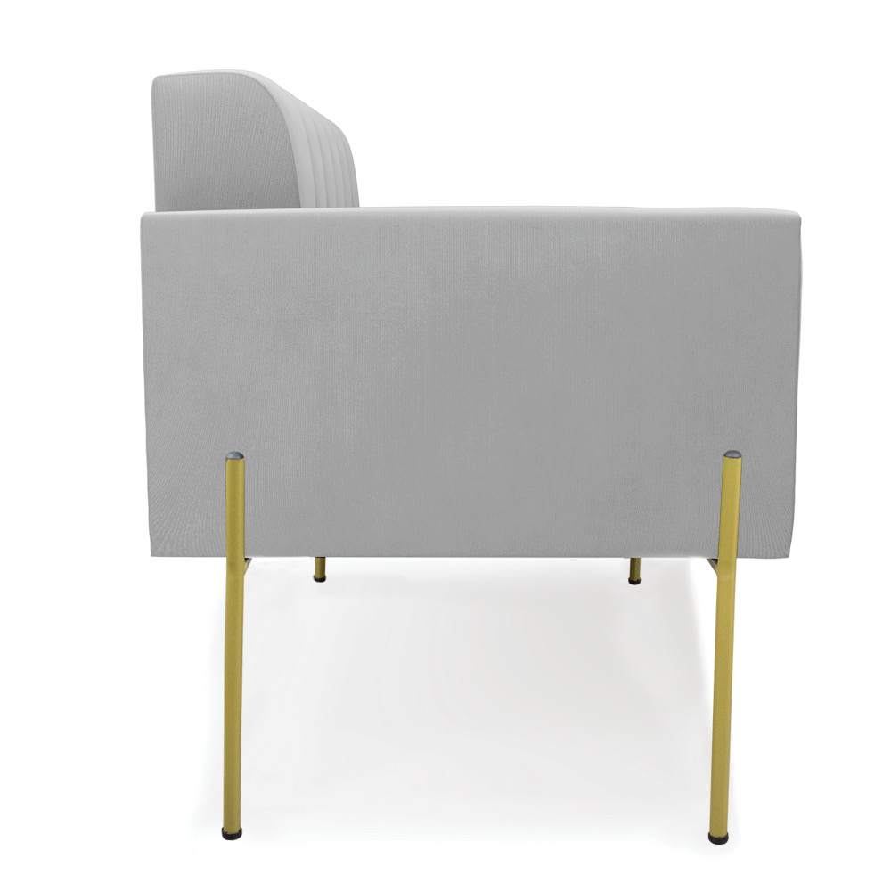 Sofá Namoradeira 2 Lugares Pé de Ferro Dourado Elisa Suede Cinza D03 - D'Rossi