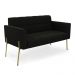 Sofá Namoradeira 2 Lugares Pé de Ferro Dourado Elisa Suede Preto D03 - D'Rossi
