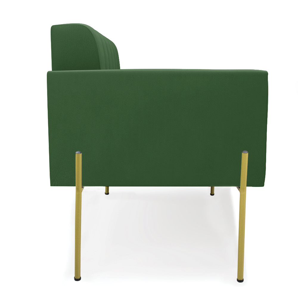 Sofá Namoradeira 2 Lugares Pé de Ferro Dourado Elisa Suede Verde D03 - D'Rossi