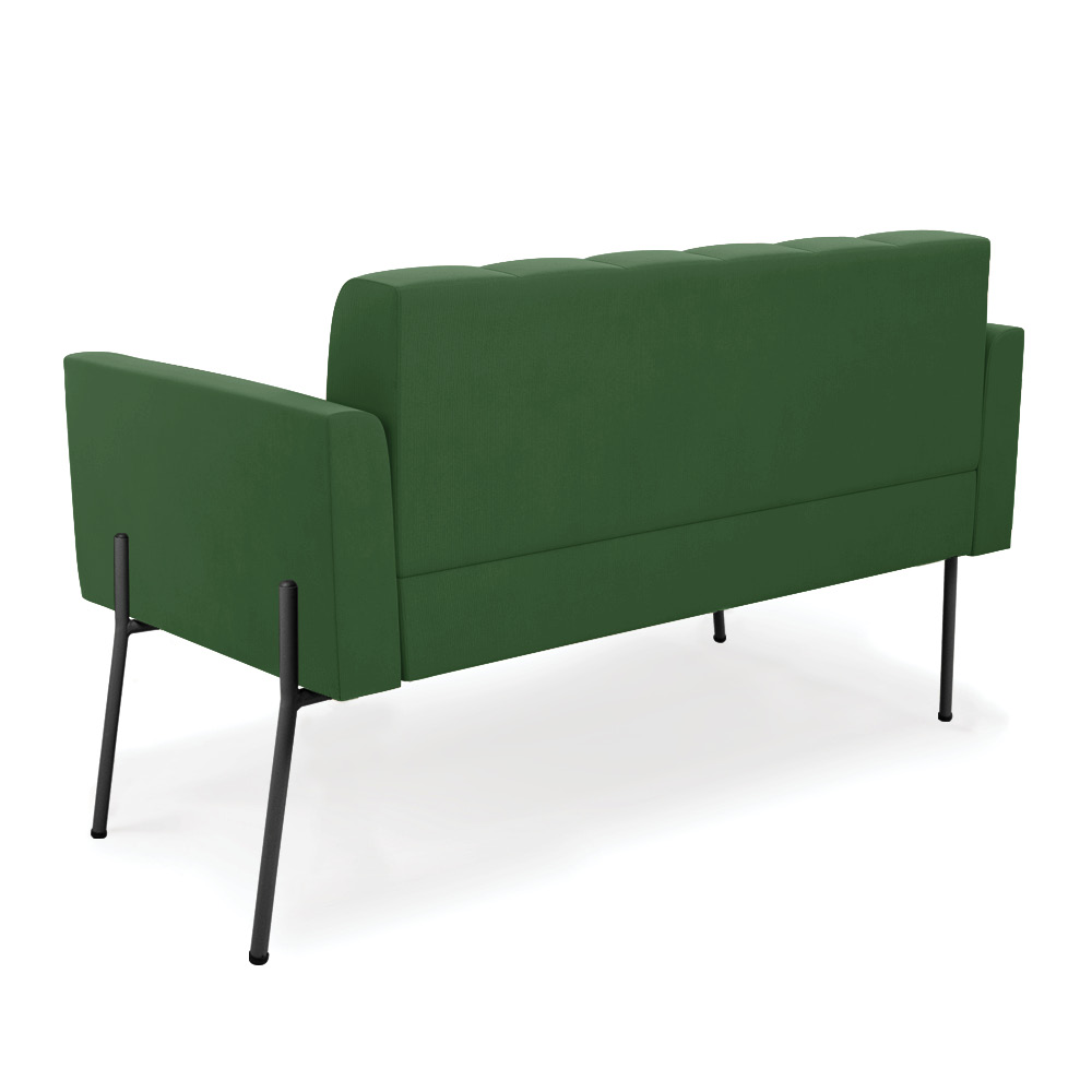 Sofá Namoradeira 2 Lugares Pé de Ferro Preto Elisa Suede Verde D03 - D'Rossi