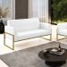 Sofá Namoradeira Base Industrial Alta Dourado Marisa Corano Branco D03 - D'Rossi