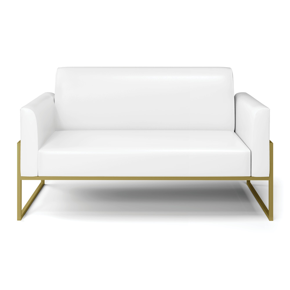Sofá Namoradeira Base Industrial Alta Dourado Marisa Corano Branco D03 - D'Rossi