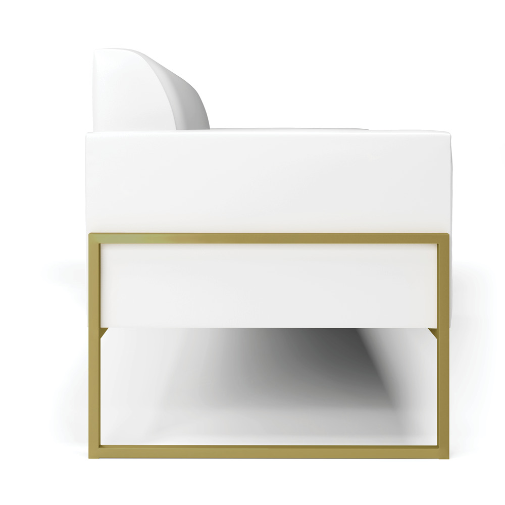 Sofá Namoradeira Base Industrial Alta Dourado Marisa Corano Branco D03 - D'Rossi