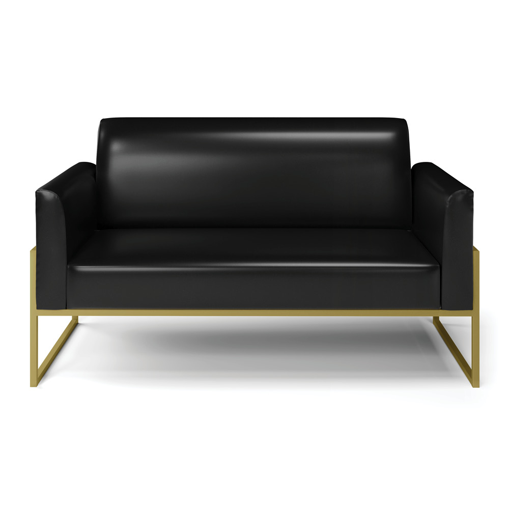 Sofá Namoradeira Base Industrial Alta Dourado Marisa Corano Preto D03 - D'Rossi