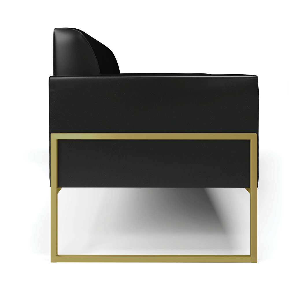 Sofá Namoradeira Base Industrial Alta Dourado Marisa Corano Preto D03 - D'Rossi