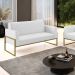 Sofá Namoradeira Base Industrial Alta Dourado Marisa Corino Branco D03 - D'Rossi