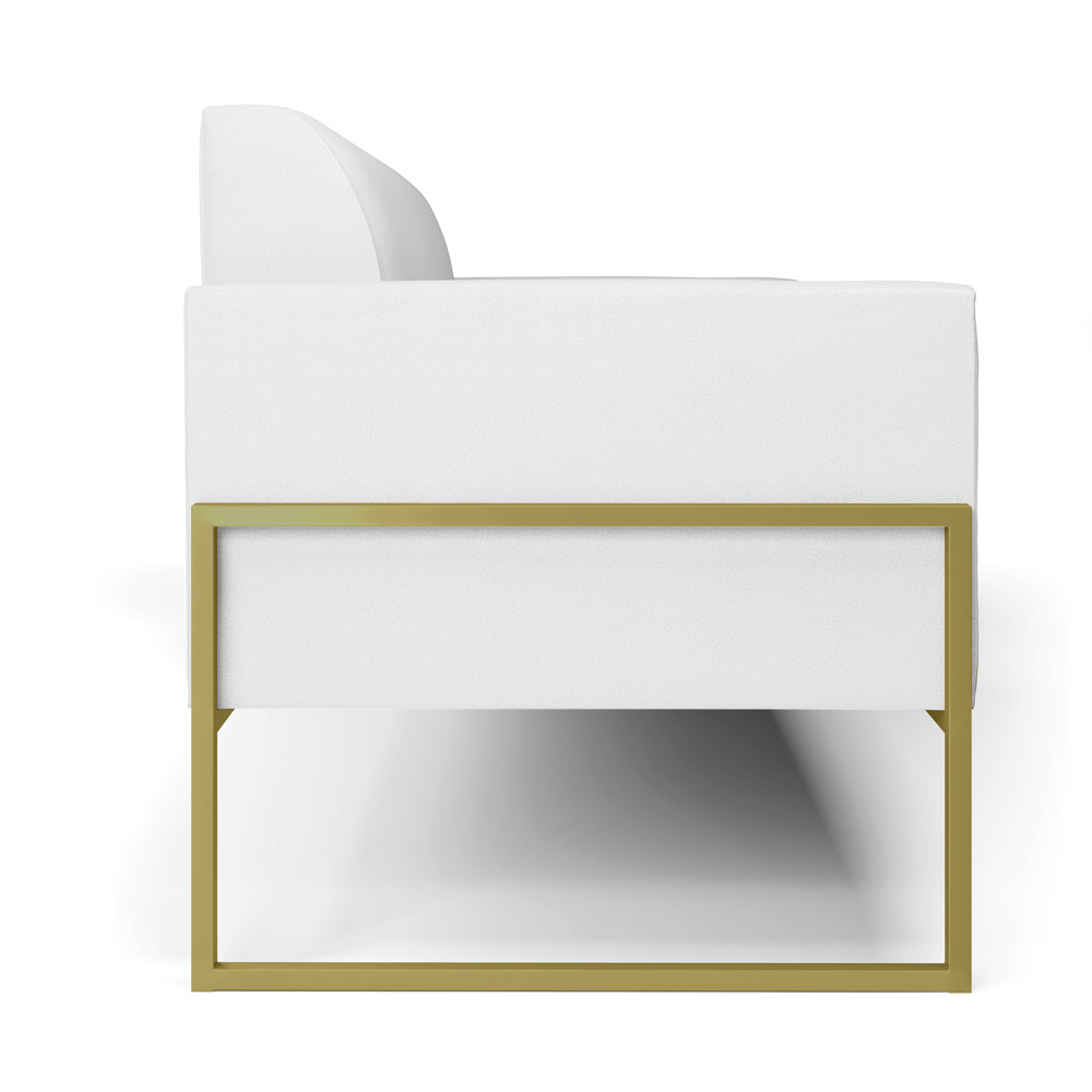 Sofá Namoradeira Base Industrial Alta Dourado Marisa Corino Branco D03 - D'Rossi