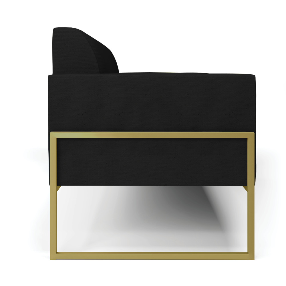 Sofá Namoradeira Base Industrial Alta Dourado Marisa Linho Preto A79 D03 - D'Rossi