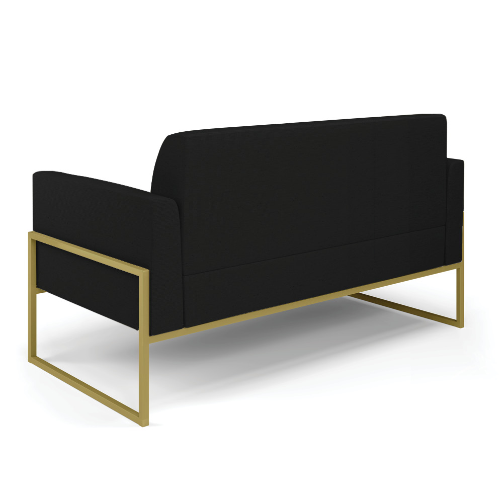 Sofá Namoradeira Base Industrial Alta Dourado Marisa Linho Preto A79 D03 - D'Rossi