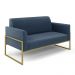 Sofá Namoradeira Base Industrial Alta Dourado Marisa Suede Azul Marinho D03 - D'Rossi