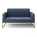 Sofá Namoradeira Base Industrial Alta Dourado Marisa Suede Azul Marinho D03 - D'Rossi