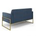 Sofá Namoradeira Base Industrial Alta Dourado Marisa Suede Azul Marinho D03 - D'Rossi
