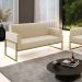 Sofá Namoradeira Base Industrial Alta Dourado Marisa Suede Bege D03 - D'Rossi