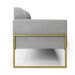 Sofá Namoradeira Base Industrial Alta Dourado Marisa Suede Cinza D03 - D'Rossi