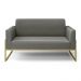 Sofá Namoradeira Base Industrial Alta Dourado Marisa Suede Grafite D03 - D'Rossi