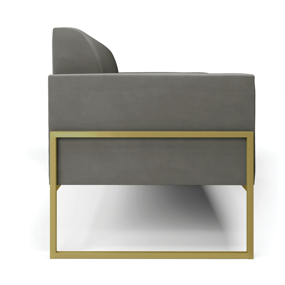 Sofá Namoradeira Base Industrial Alta Dourado Marisa Suede Grafite D03 - D'Rossi