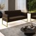 Sofá Namoradeira Base Industrial Alta Dourado Marisa Suede Marrom D03 - D'Rossi