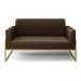 Sofá Namoradeira Base Industrial Alta Dourado Marisa Suede Marrom D03 - D'Rossi