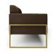 Sofá Namoradeira Base Industrial Alta Dourado Marisa Suede Marrom D03 - D'Rossi