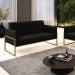 Sofá Namoradeira Base Industrial Alta Dourado Marisa Suede Preto D03 - D'Rossi