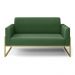 Sofá Namoradeira Base Industrial Alta Dourado Marisa Suede Verde D03 - D'Rossi