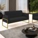 Sofá Namoradeira Base Industrial Alta Dourado Marisa Veludo Preto D03 - D'Rossi