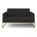 Sofá Namoradeira Base Industrial Alta Dourado Marisa Veludo Preto D03 - D'Rossi