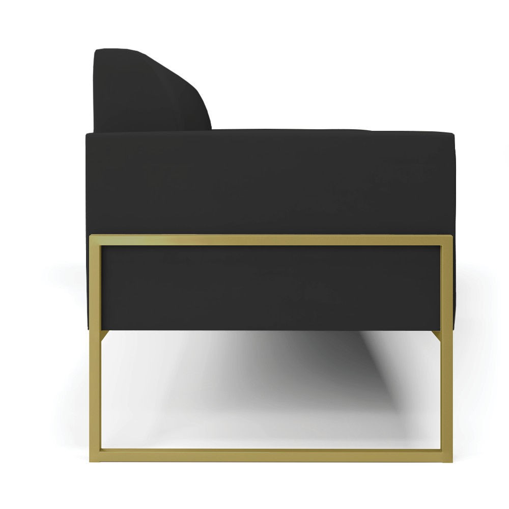 Sofá Namoradeira Base Industrial Alta Dourado Marisa Veludo Preto D03 - D'Rossi