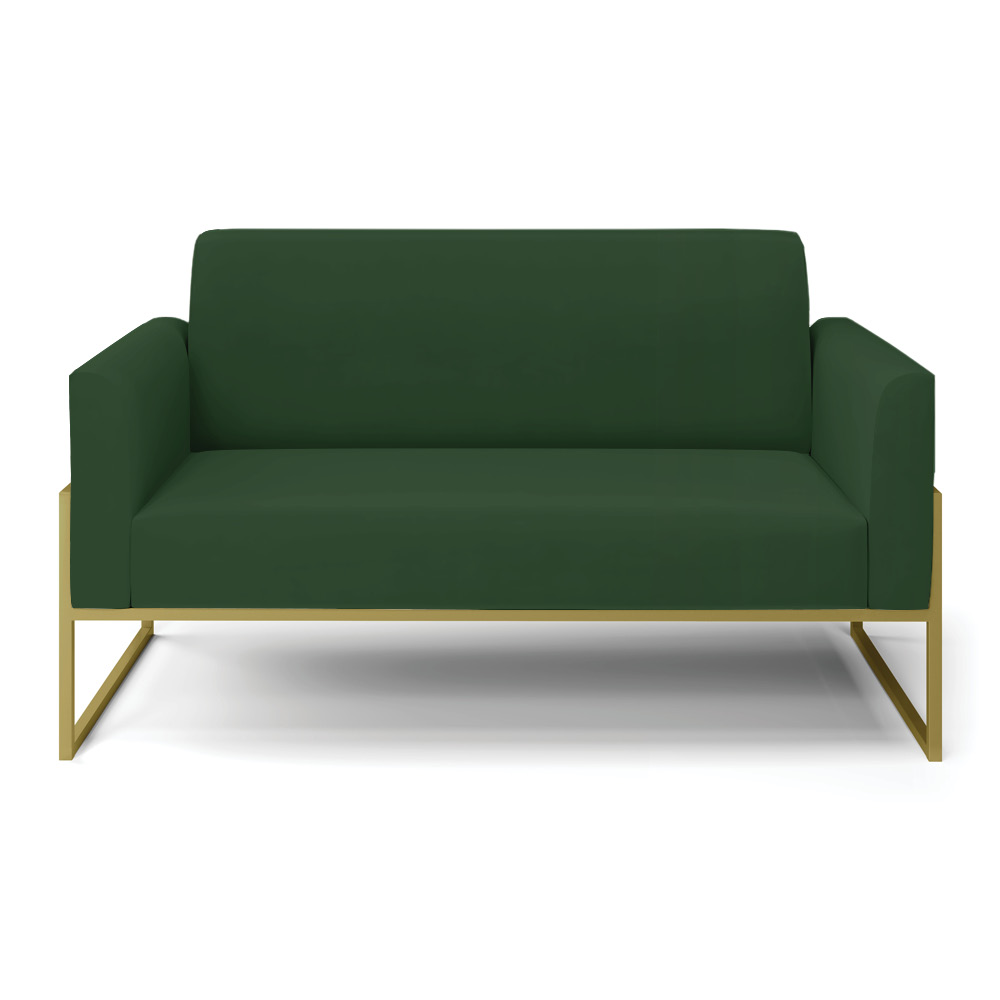 Sofá Namoradeira Base Industrial Alta Dourado Marisa Veludo Verde D03 - D'Rossi