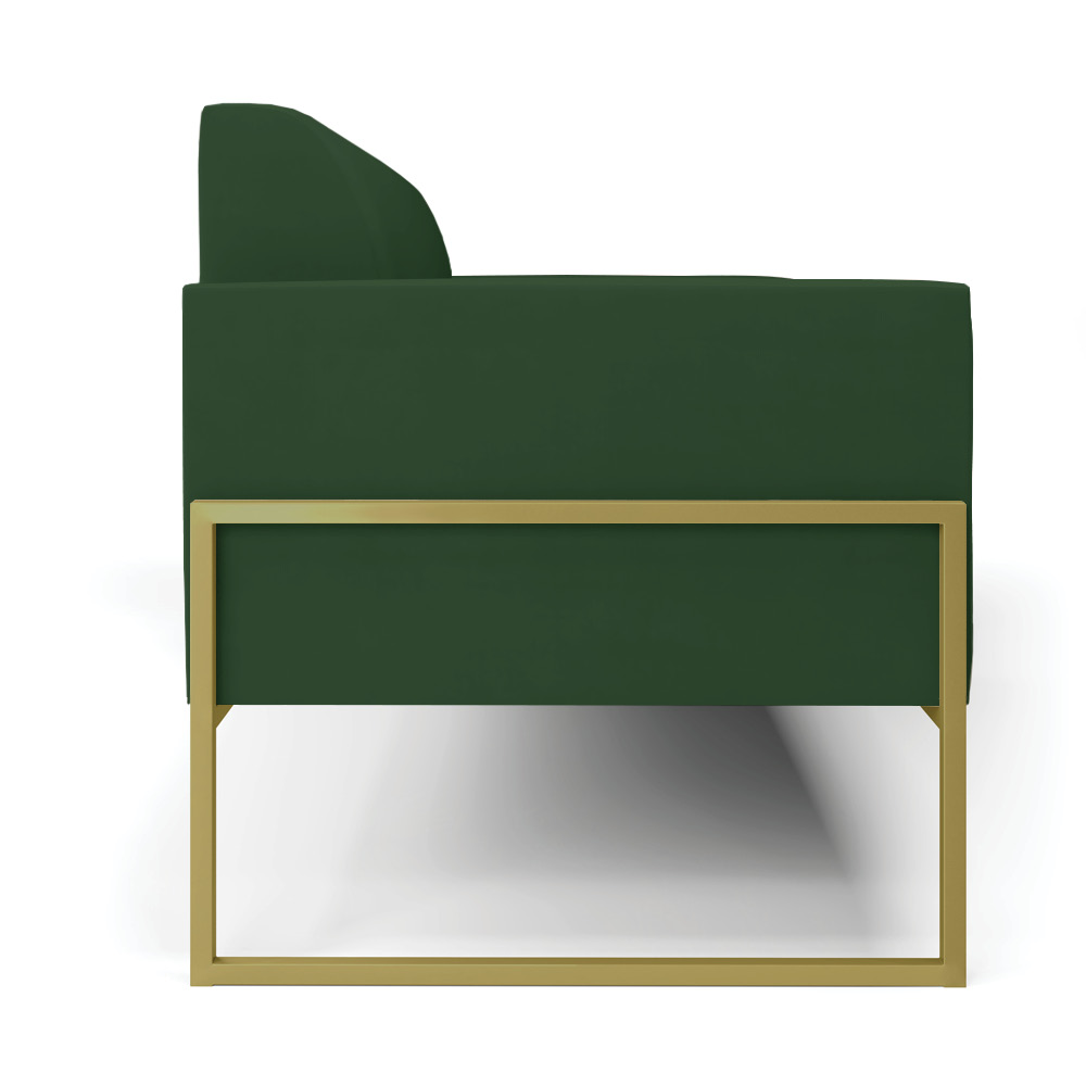 Sofá Namoradeira Base Industrial Alta Dourado Marisa Veludo Verde D03 - D'Rossi