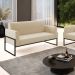 Sofá Namoradeira Base Industrial Alta Preto Marisa Suede Bege D03 - D'Rossi