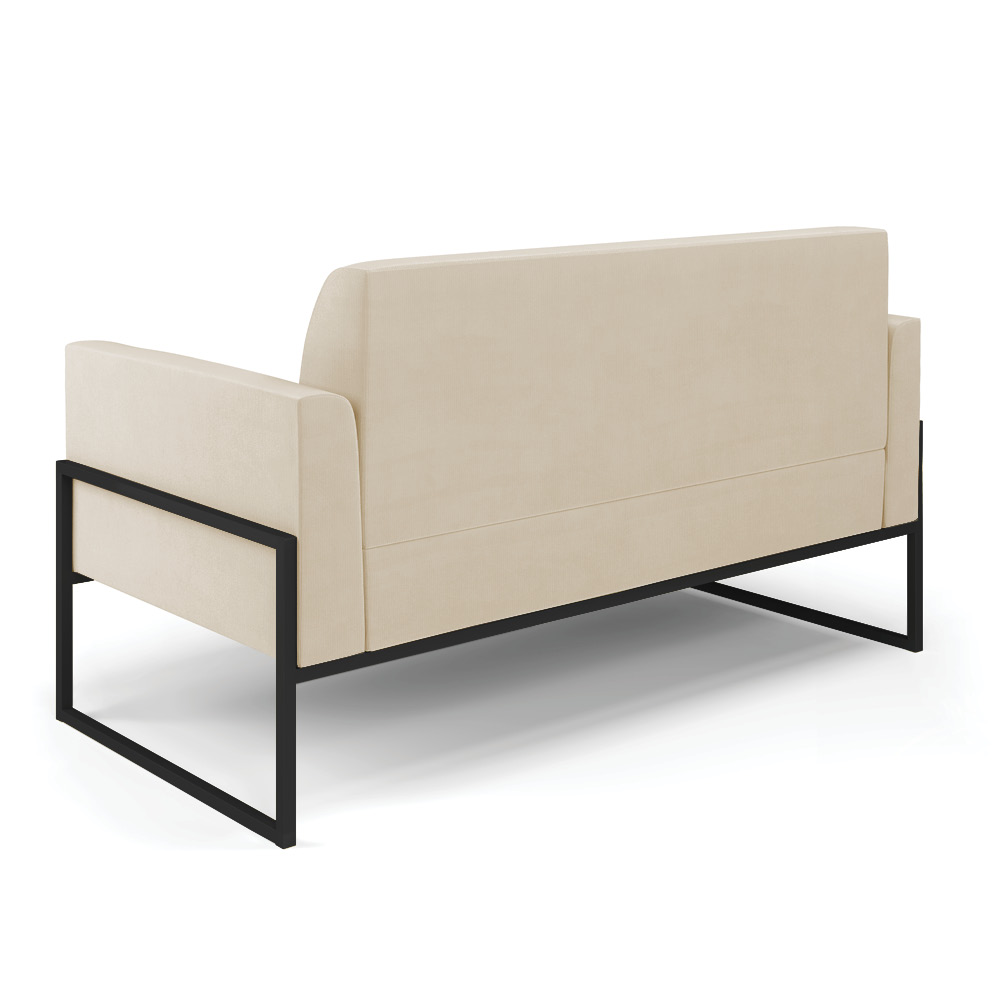 Sofá Namoradeira Base Industrial Alta Preto Marisa Suede Bege D03 - D'Rossi