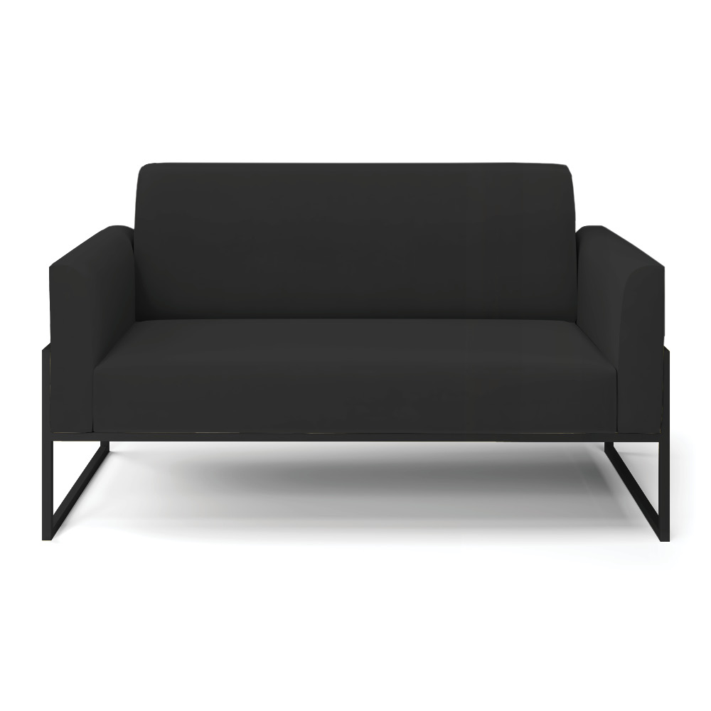 Sofá Namoradeira Base Industrial Alta Preto Marisa Veludo Preto D03 - D'Rossi