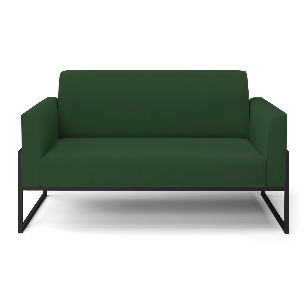 Sofá Namoradeira Base Industrial Alta Preto Marisa Veludo Verde D03 - D'Rossi