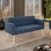 Sofá Namoradeira Elisa Suede Azul Marinho Pés Palito Natural - D'Rossi