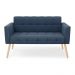 Sofá Namoradeira Elisa Suede Azul Marinho Pés Palito Natural - D'Rossi