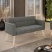 Sofá Namoradeira Elisa Suede Grafite Pés Palito Natural - D'Rossi