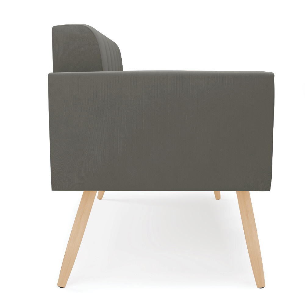 Sofá Namoradeira Elisa Suede Grafite Pés Palito Natural - D'Rossi